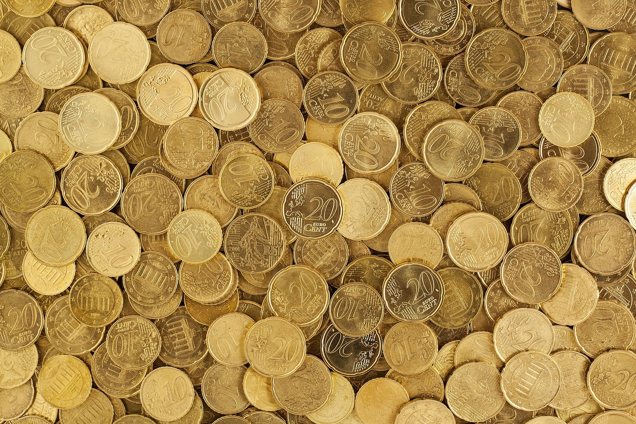 A pile of euro coins